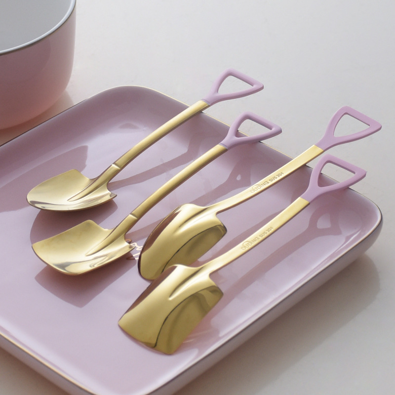 Kitchen Appliances Luxury - 럭셔리 핑크 골드 스푼 칼 붙이