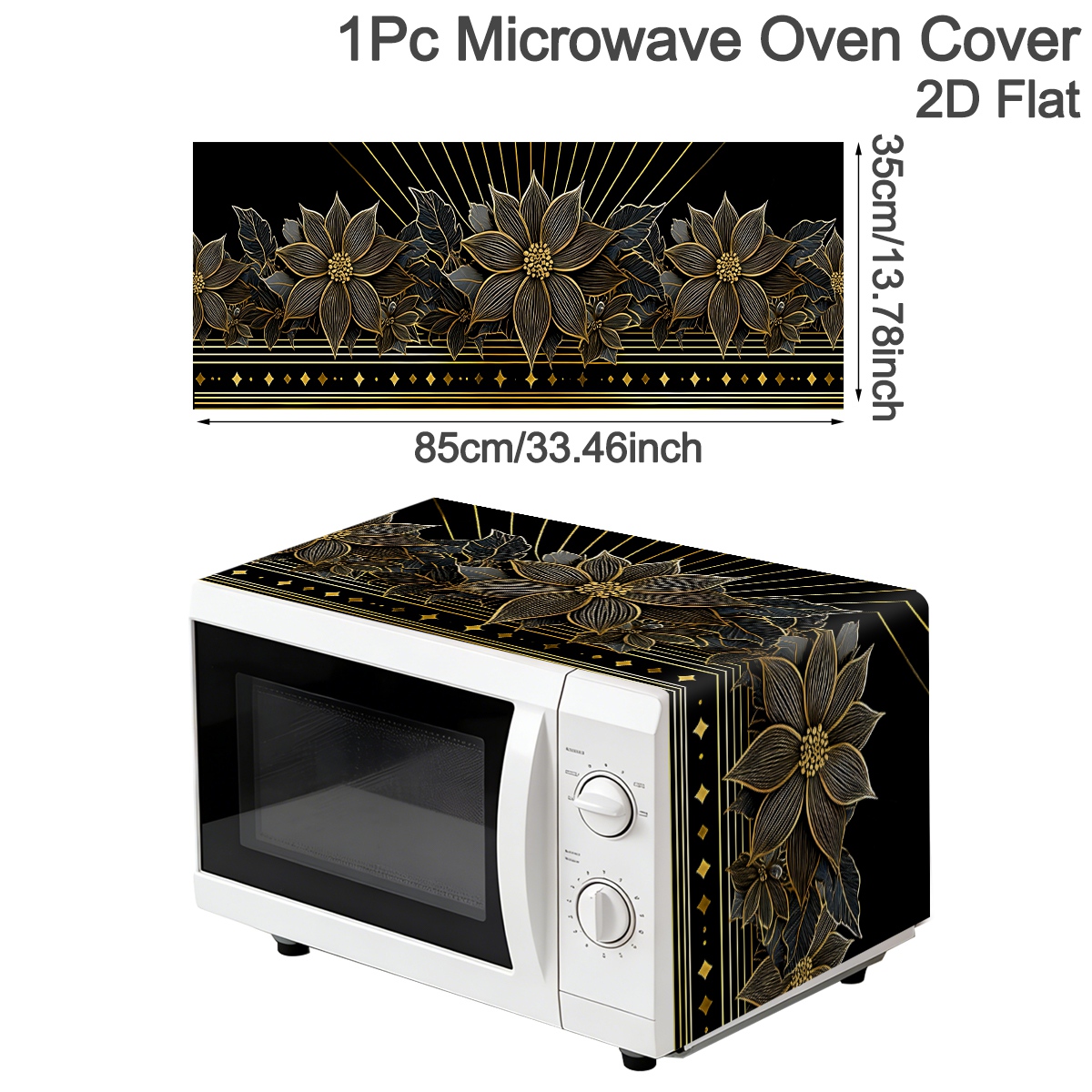 럭셔리 블랙 골드 꽃 무늬 전자레인지 먼지 커버 35x - Kitchen Appliances Luxury 리뷰 및 가격