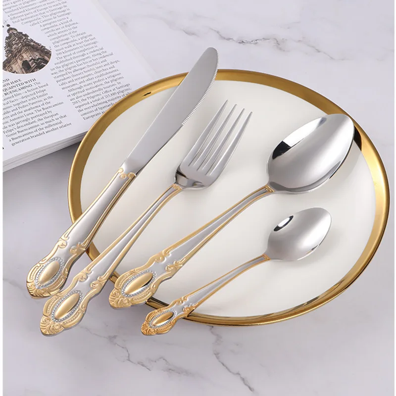 골든 커트러리 세트, 고급 레트로 웨스턴 식기 세트,  - Kitchen Appliances Luxury 리뷰 및 가격