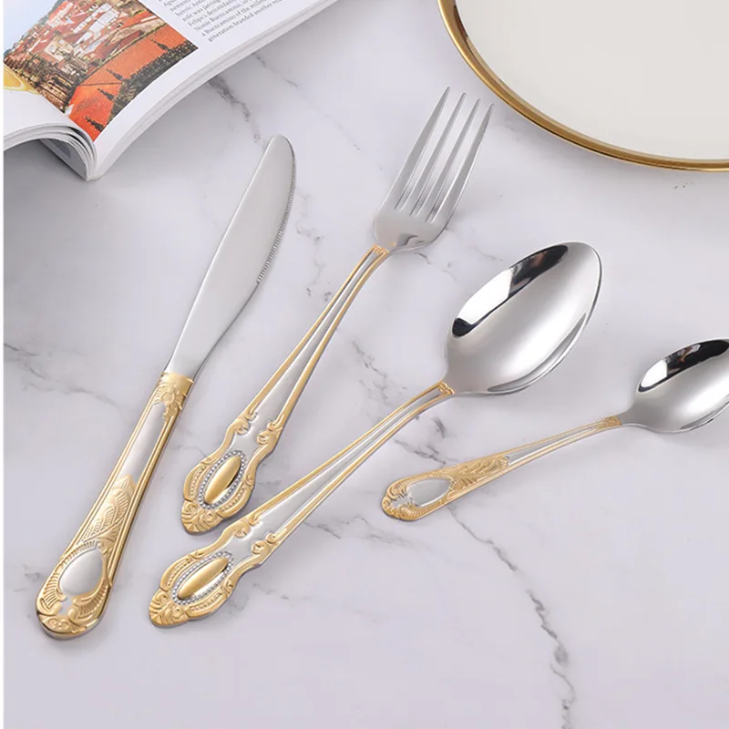 골든 커트러리 세트, 고급 레트로 웨스턴 식기 세트,  - Kitchen Appliances Luxury 리뷰 및 가격