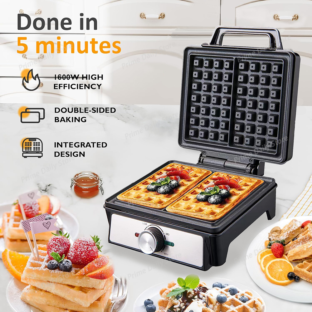 와플 메이커 2조각 조절 가능한 온도 전기 아침식사용  - Waffle Iron Belgian 리뷰 및 가격